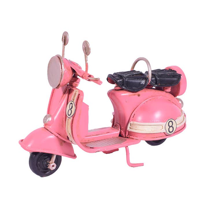 Retro metalen scooter miniatuur roze 11 cm voor wholesale door giftland