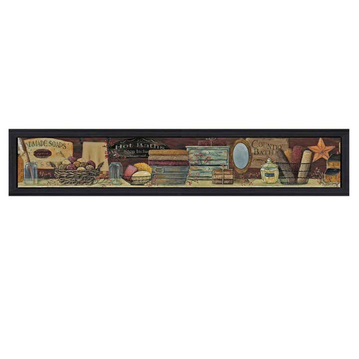 "Country Bath Shelf" By Pam Britton, Black Frame for wholesale by Trendy Decor 4U