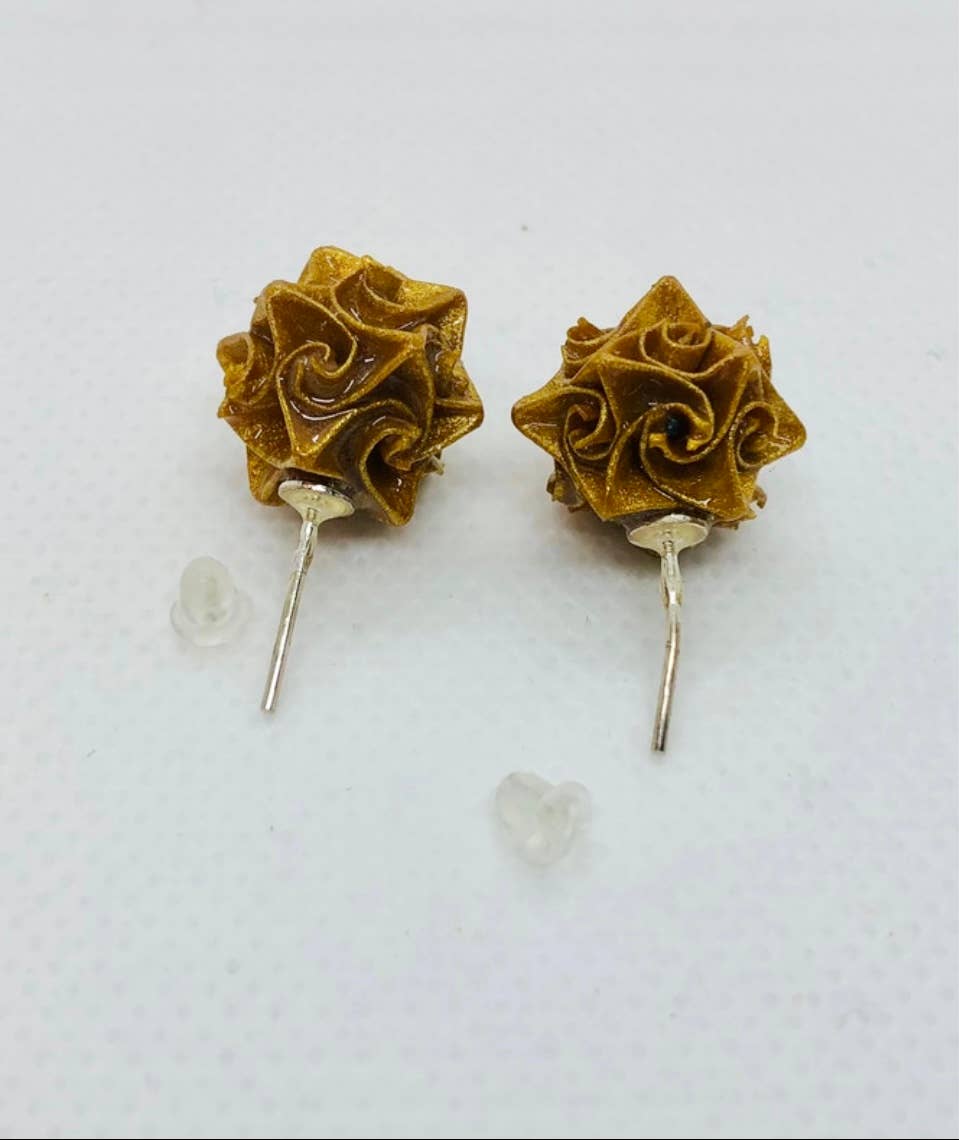 L'éco maison décoration - Wholesale Stud/Post Earrings - Origami gold ball earrings1