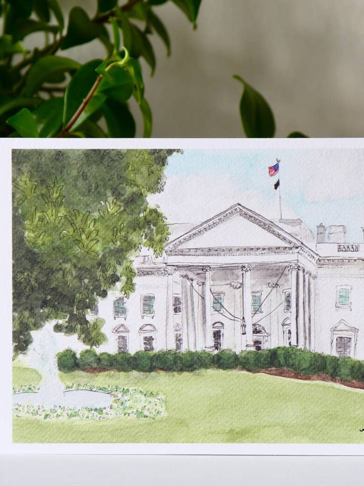 Impression à l'aquarelle de la Maison Blanche pour la vente par Alexandra Schmeling Fine Art