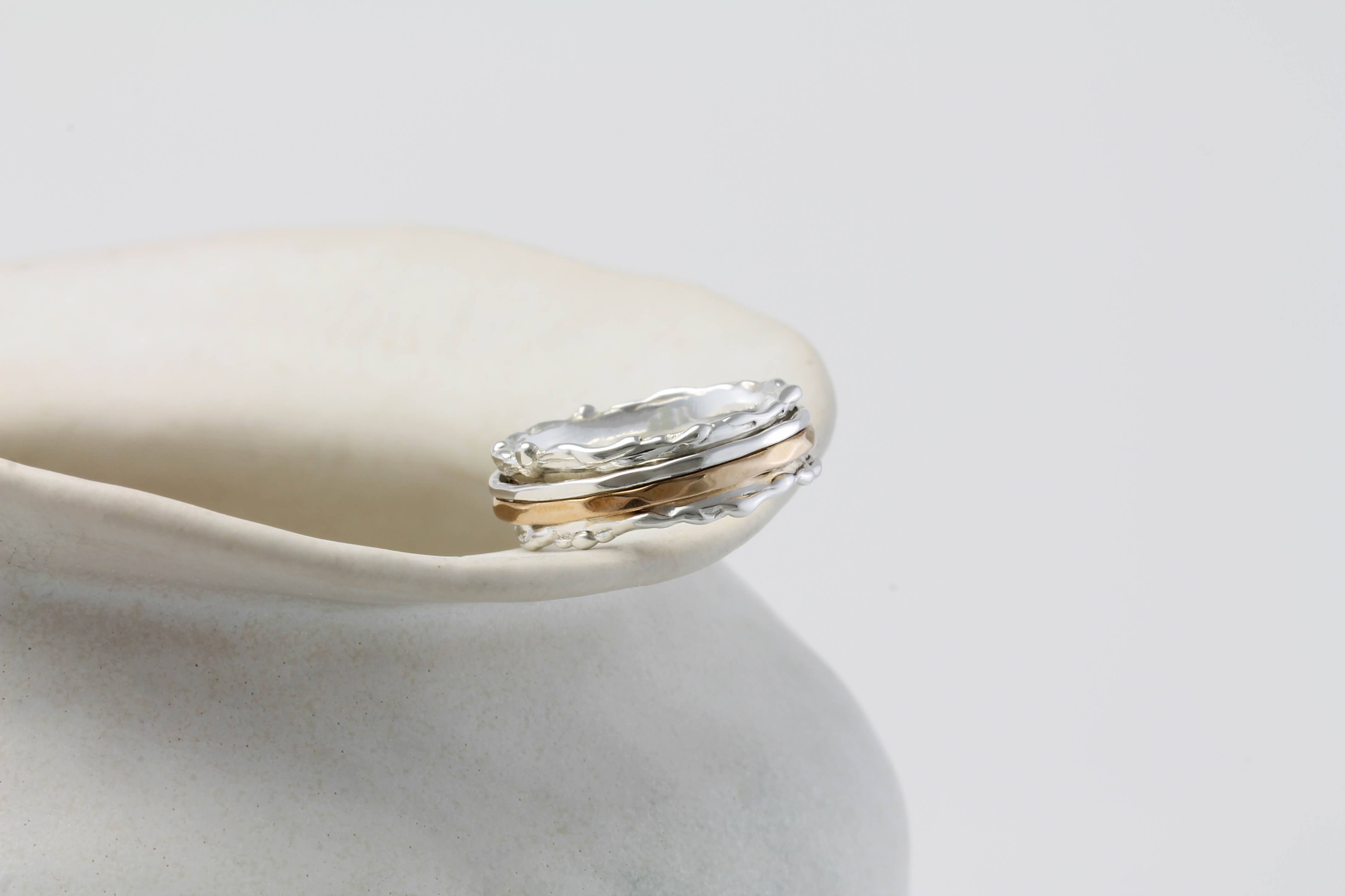 Banyan Jewellery - Wholesale Band/Stacked Ring - Handmade Mixed Metal Dual Spinning Ring4