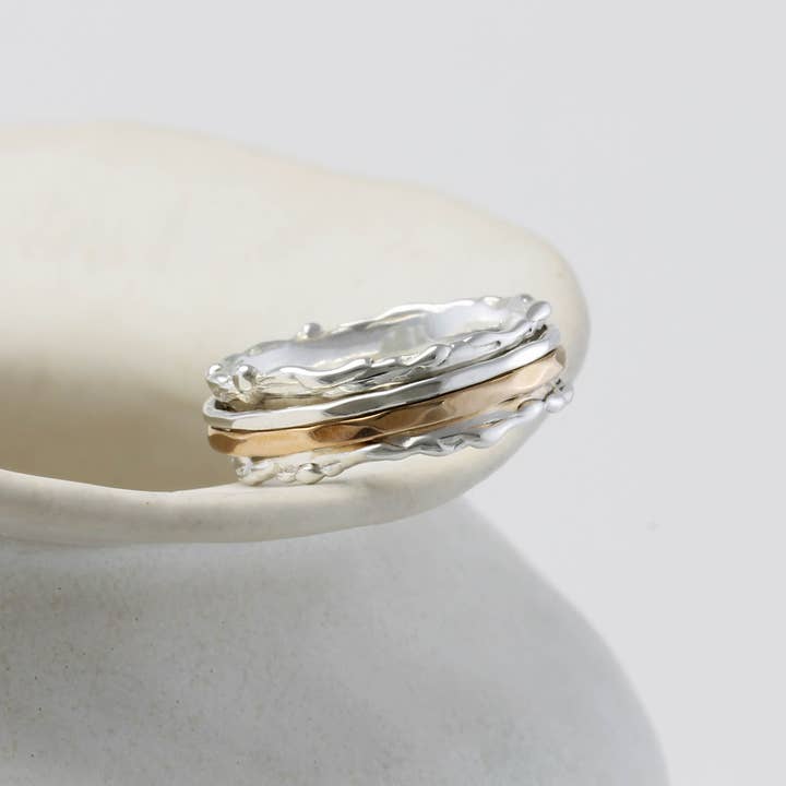 Banyan Jewellery - Wholesale Band/Stacked Ring - Handmade Mixed Metal Dual Spinning Ring4