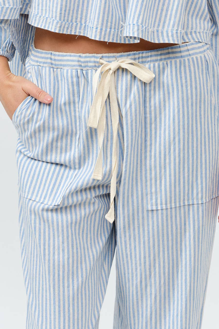 ILLA ILLA - Vente Pantalon – femme - Pantalon large en lin rayé0