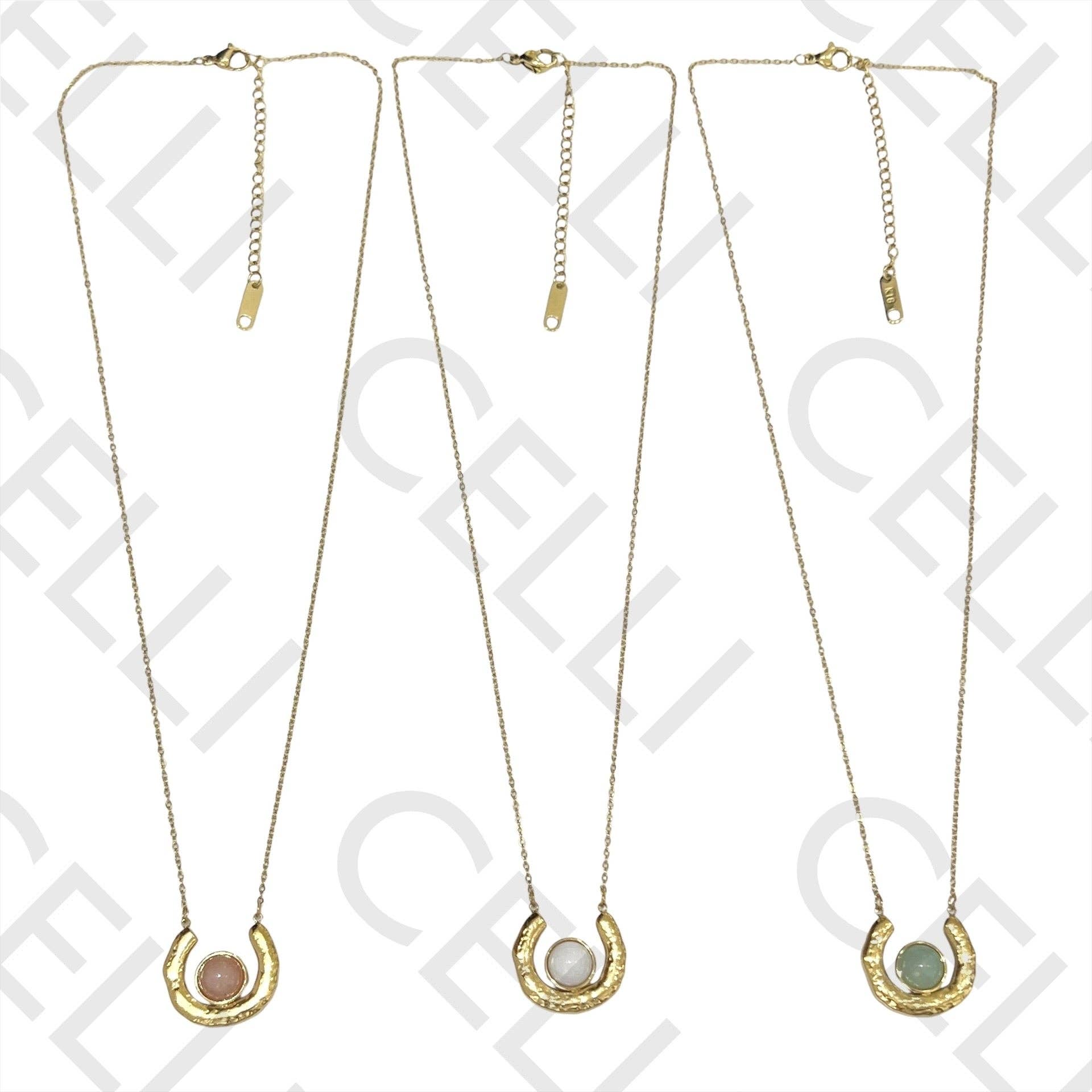 Celli Biju - Wholesale Bib Necklace - Steel Necklace - with natural stone4