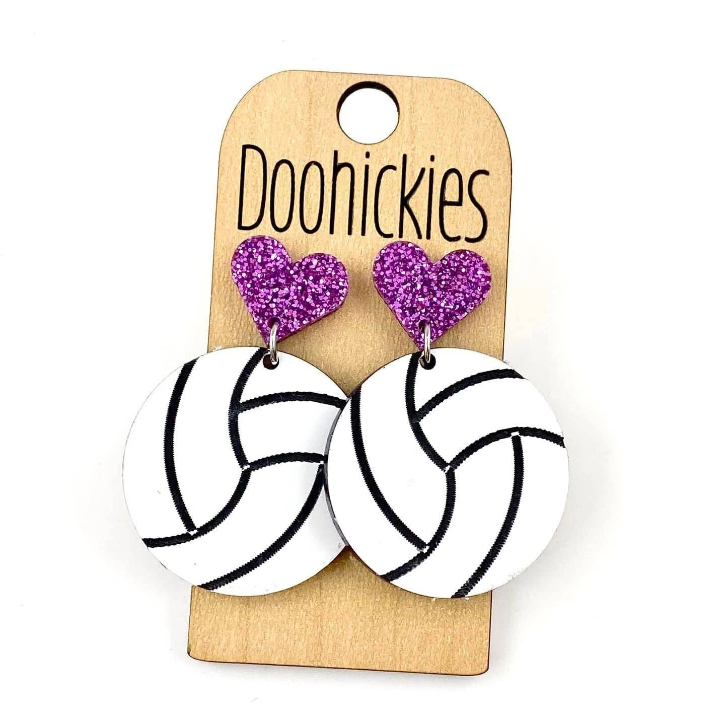 Doohickies - Vendita all'ingrosso Orecchini pendenti - Ciondoli da pallavolo personalizzati I Heart da 1,9" - Orecchini sportivi10