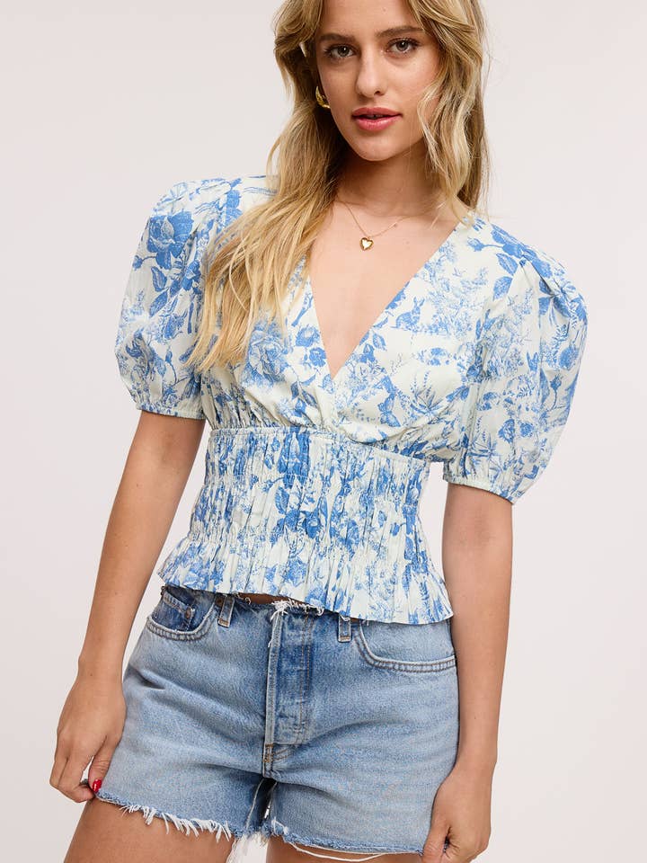 Toile Wells Bluse mit Puffärmeln für den Großhandel von Ultramarine