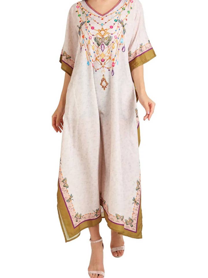 Robe Caftan Longue Femme Été Bronze 152 S-3XL pour la vente par Miss Lavish London