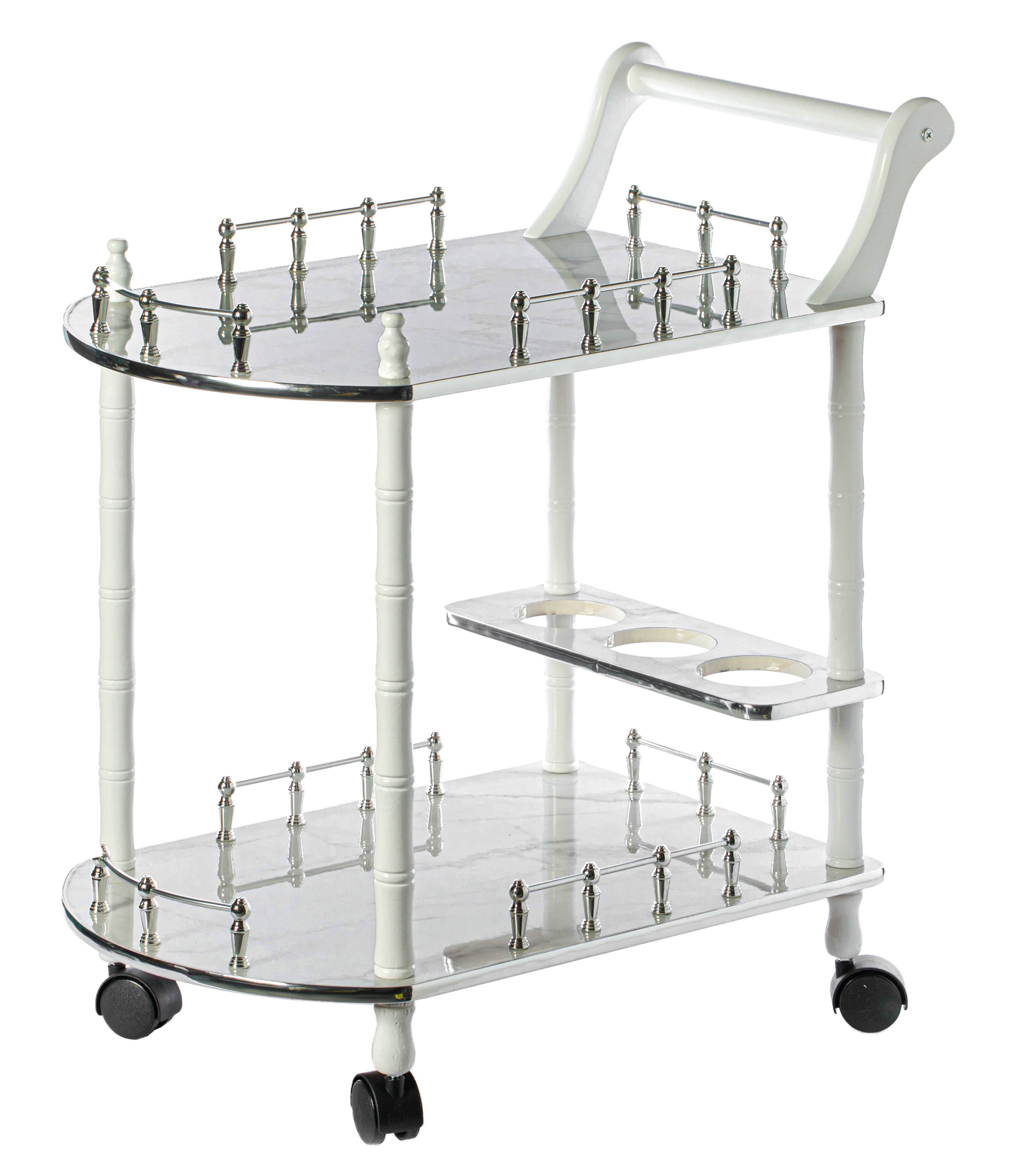 Quickway Imports - Vente Chariots de bar - Desserte roulante à thé avec 2 étagères et roulettes12