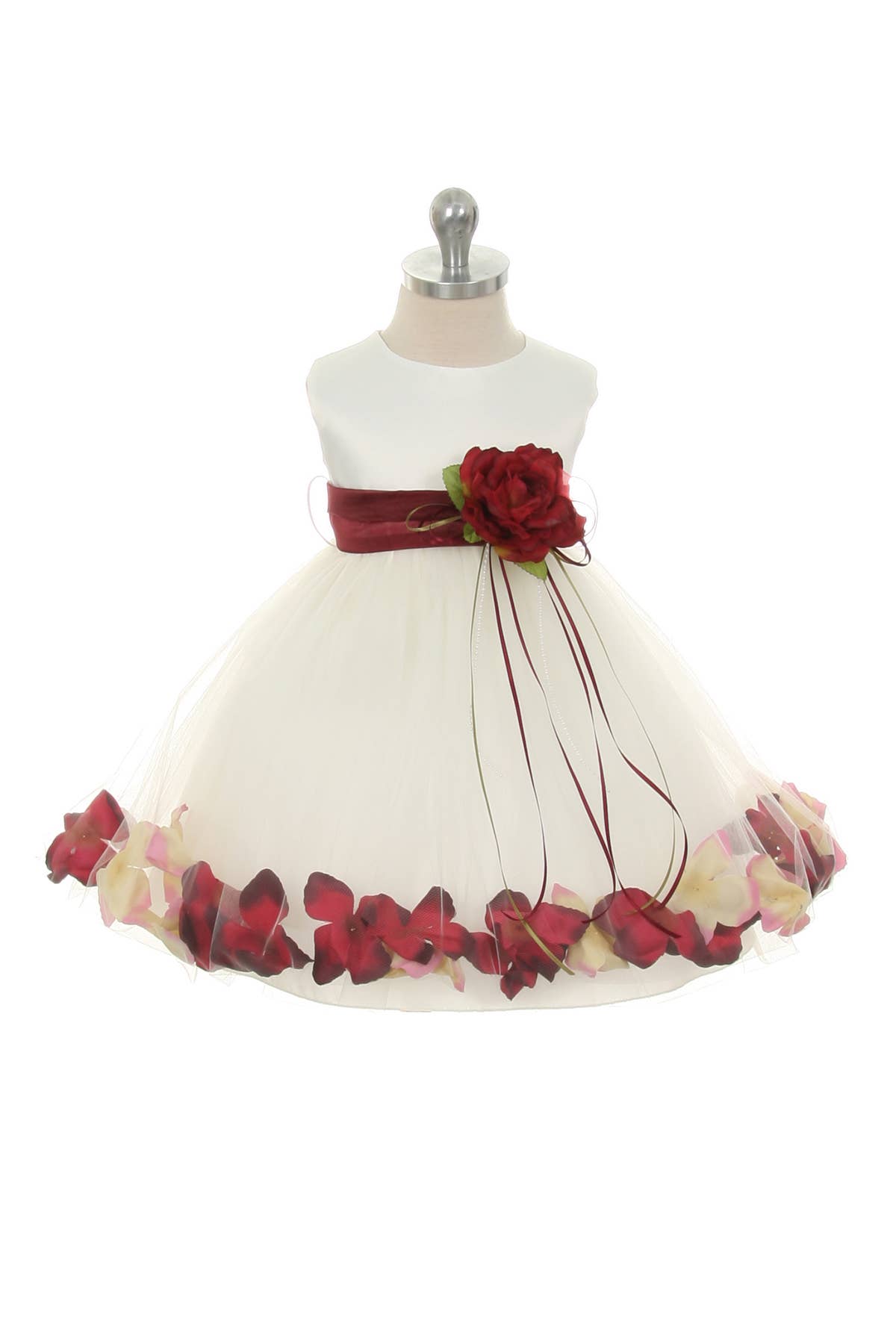 Kid's Dream - Wholesale Dress - Baby - Satin Flower Petal Baby Dress with Organza Sash3