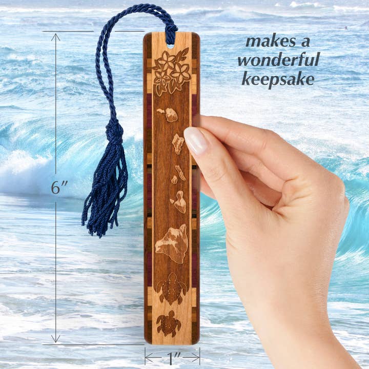 Mitercraft - Vente Marque-page - Marque-page en bois gravé à la main des îles hawaïennes2