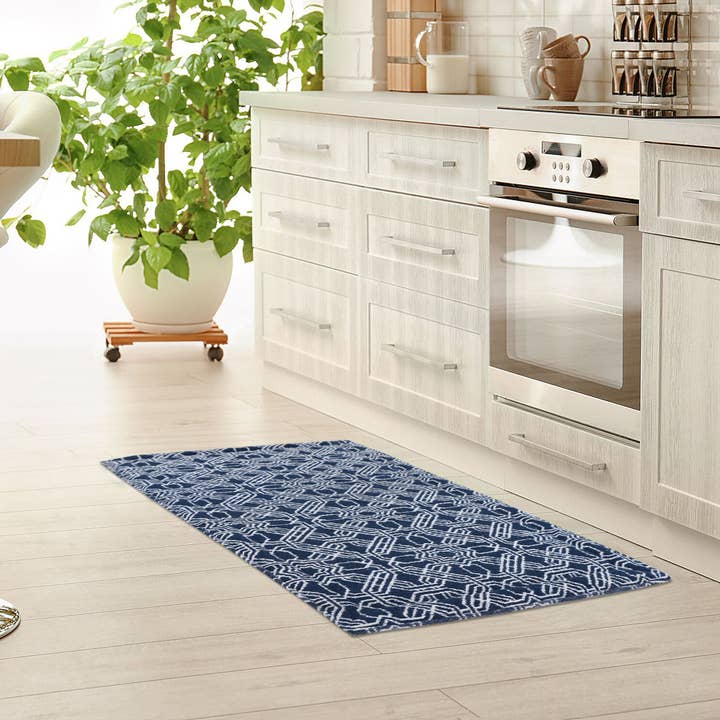 RugSmith - Wholesale Floor Mat - RugSmith Navy Woven Pascal Anti-Fatigue Kitchen Mat, 20"x36"