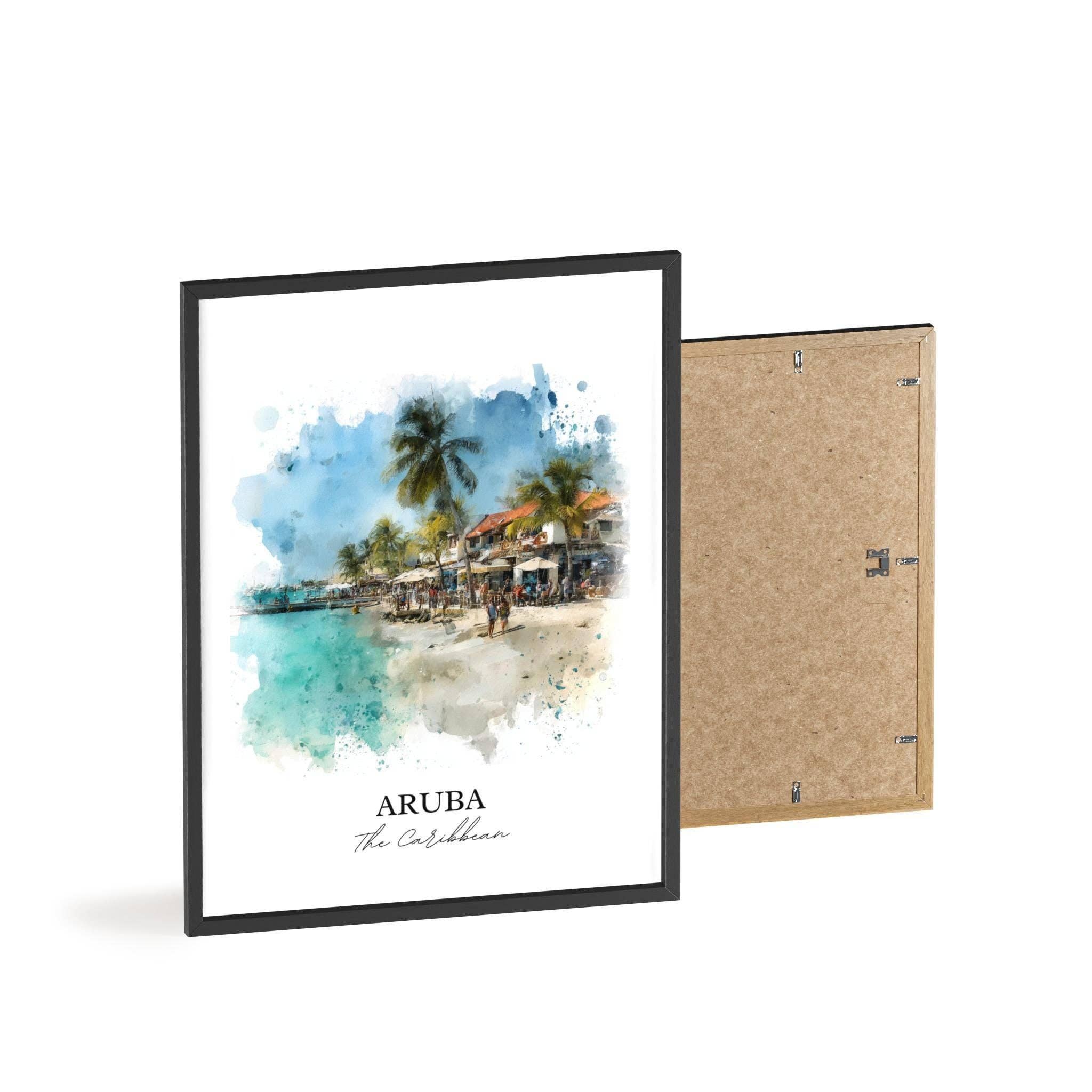 Premium Travel Art - Wholesale Art Print - Aruba Wall Art, Aruba Print, Aruba Watercolor Art, Aruba Caribbean Gift, Travel Print, Travel Poster, Housewarming Gift7