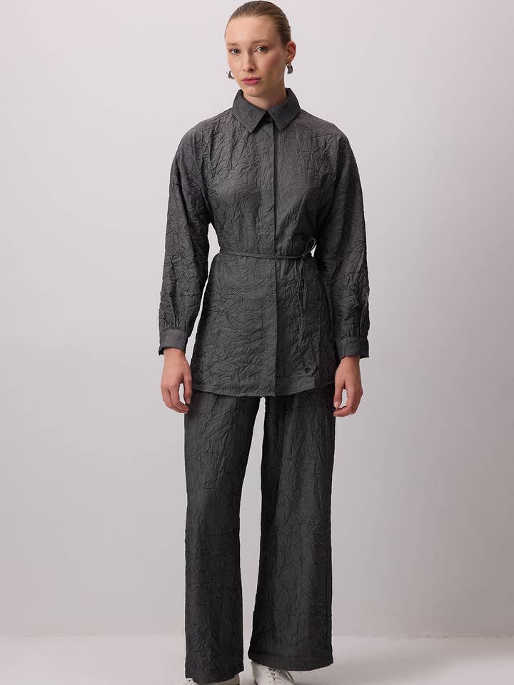 Crushed Texture Shirt & Pants Set – Relaxed Fit for wholesale by Touché Privé