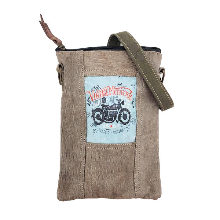 Vintage Addiction - Wholesale Crossbody Bag - Women's - Vintage Motorcycle Recycled Tent Small Crossbody