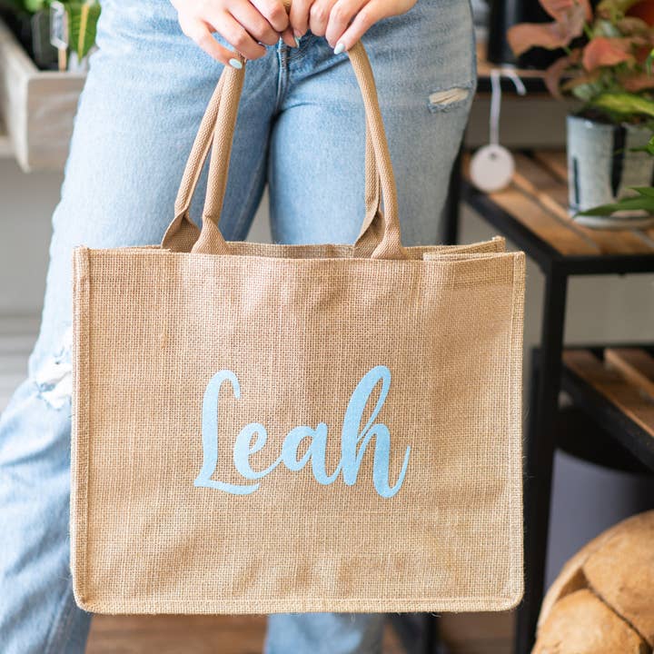 Bodhi Life Design - Wholesale Tote Bag - Women's - Monogram Burlap Tote Bag, Monogram Beach Bag, Custom Tote