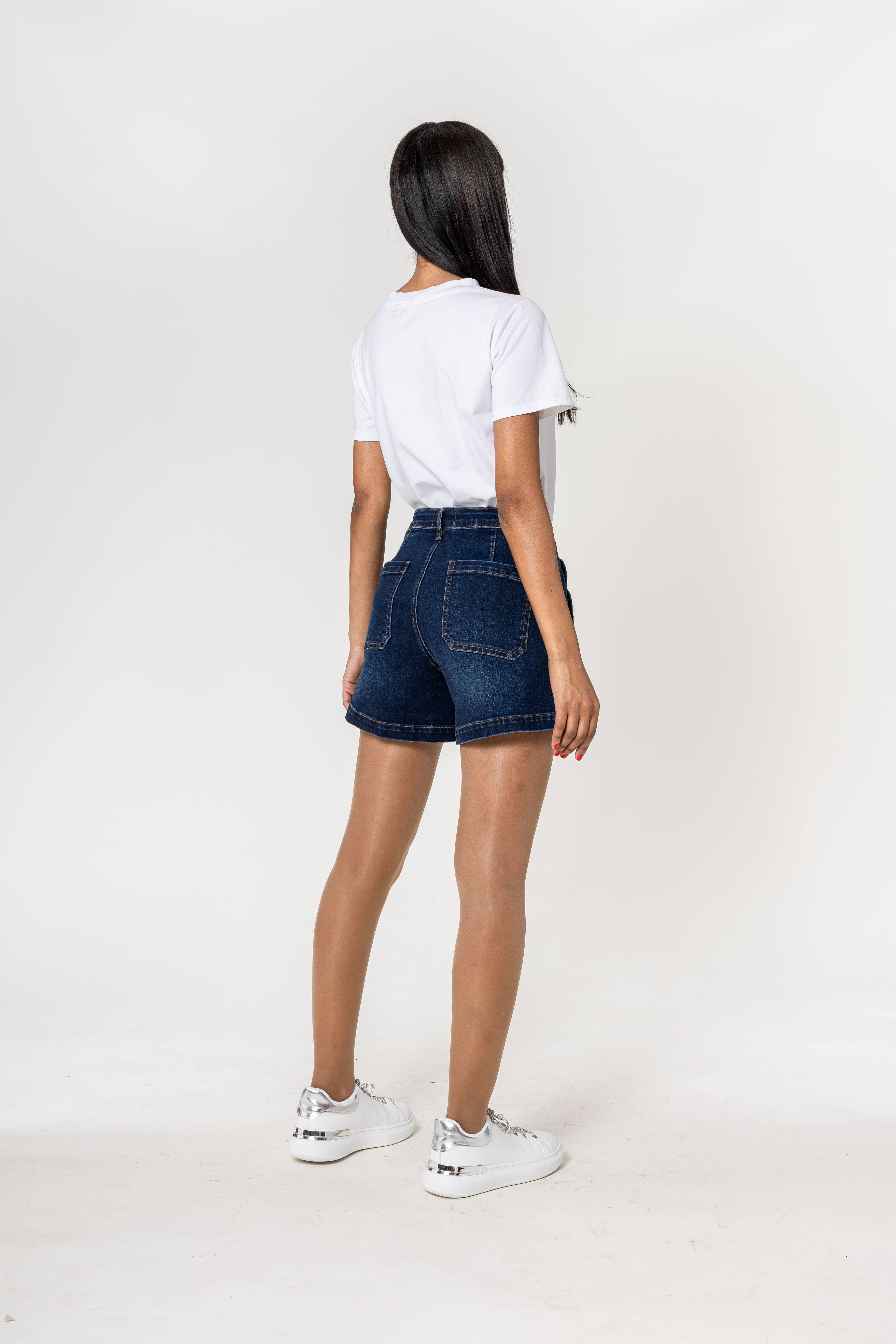 Nina Carter - Wholesale Shorts - Women's - Denim High Waisted Stretch Denim Shorts P20614