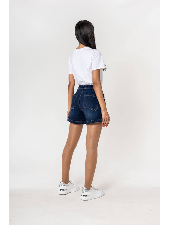 Nina Carter - Wholesale Shorts - Women's - Denim High Waisted Stretch Denim Shorts P20614