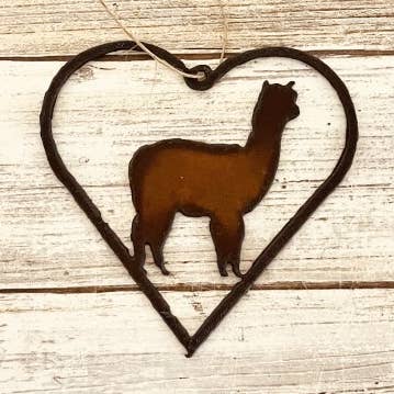 Universal Ironworks USA - Wholesale Ornament - Heart Outline with Alpaca Ornament Farmhouse 4H Gift0