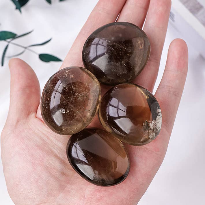 Moon Rituals - Wholesale Spiritual stone/crystal - Ground & Renew: Smoky Quartz Palm Stone, Christmas Crystal Gift0