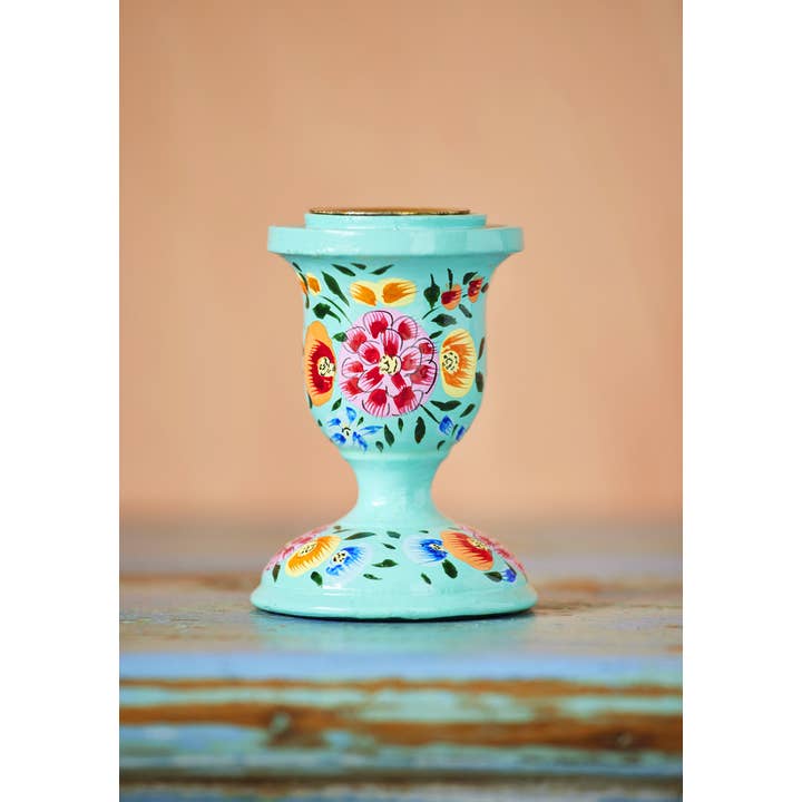 Namaste - Wholesale Candle Holder - Hand Painted Kashmiri Candlestick