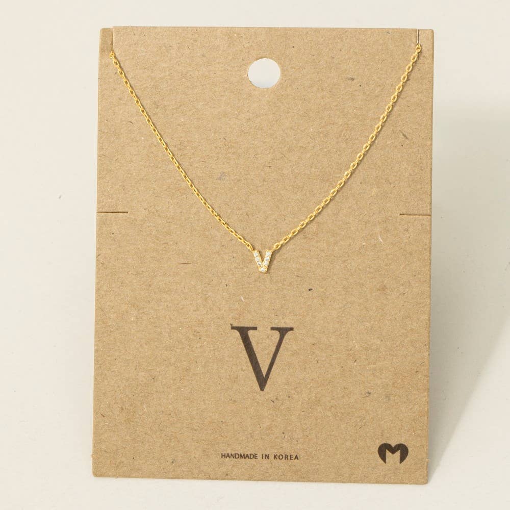 Fame Accessories - Vendita all'ingrosso Collana con ciondolo/pendaglio - Mini collana iniziale con strass44