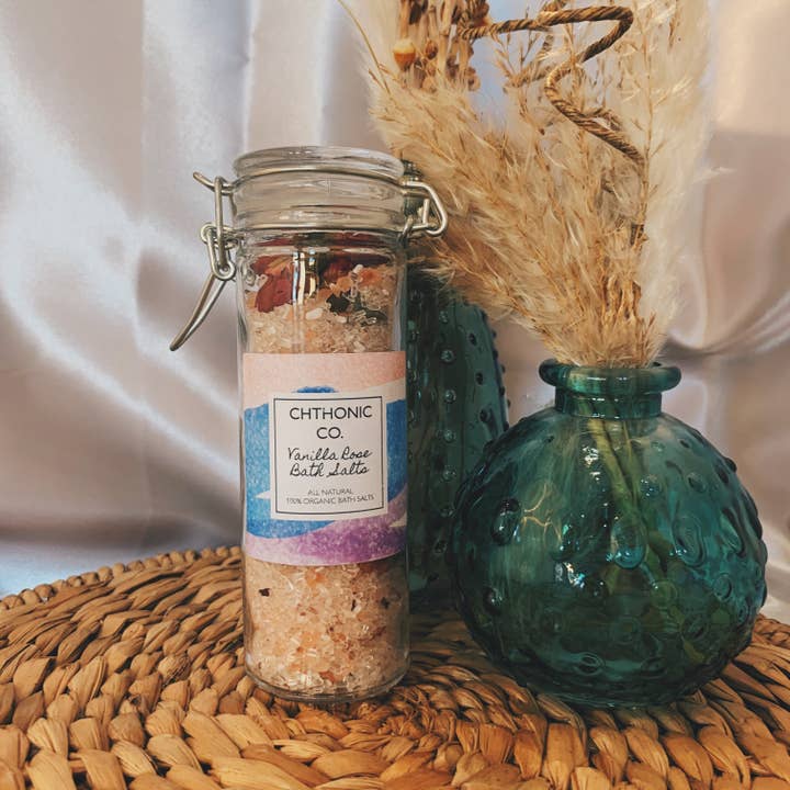 Chthonic Co. Vanilla Rose Bath Salts 4oz for wholesale by Chthonic Co.