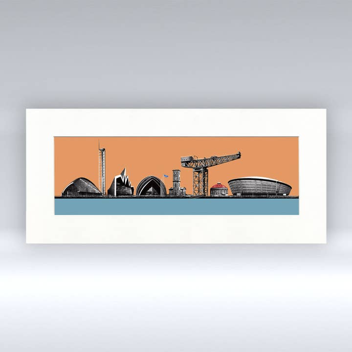 Glasgow Clydeside Silhouette - Mounted Print for wholesale by Pureminted