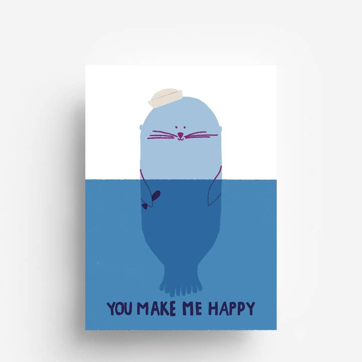 Happy Seal Postcard DIN A6 for wholesale by jungwiealt