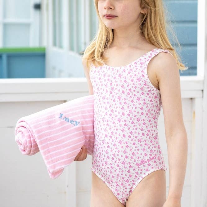 Girls Ottie Floral Swimsuit | Rose & White for wholesale by Bridie & Bert