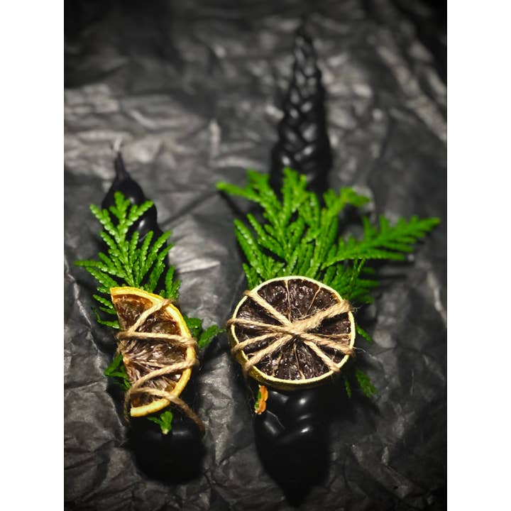 BlakByrd Botanika - Wholesale Tapered candle/candlestick - BLAK MAGICK Braided Beeswax Candle