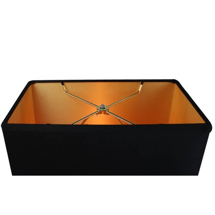 Adrianas Specialty Lamp Shades – wholesale Återförsäljarskyltning – Rektangulär trum lampskärm 16" bred x 11" hög, mjuk svart tyg