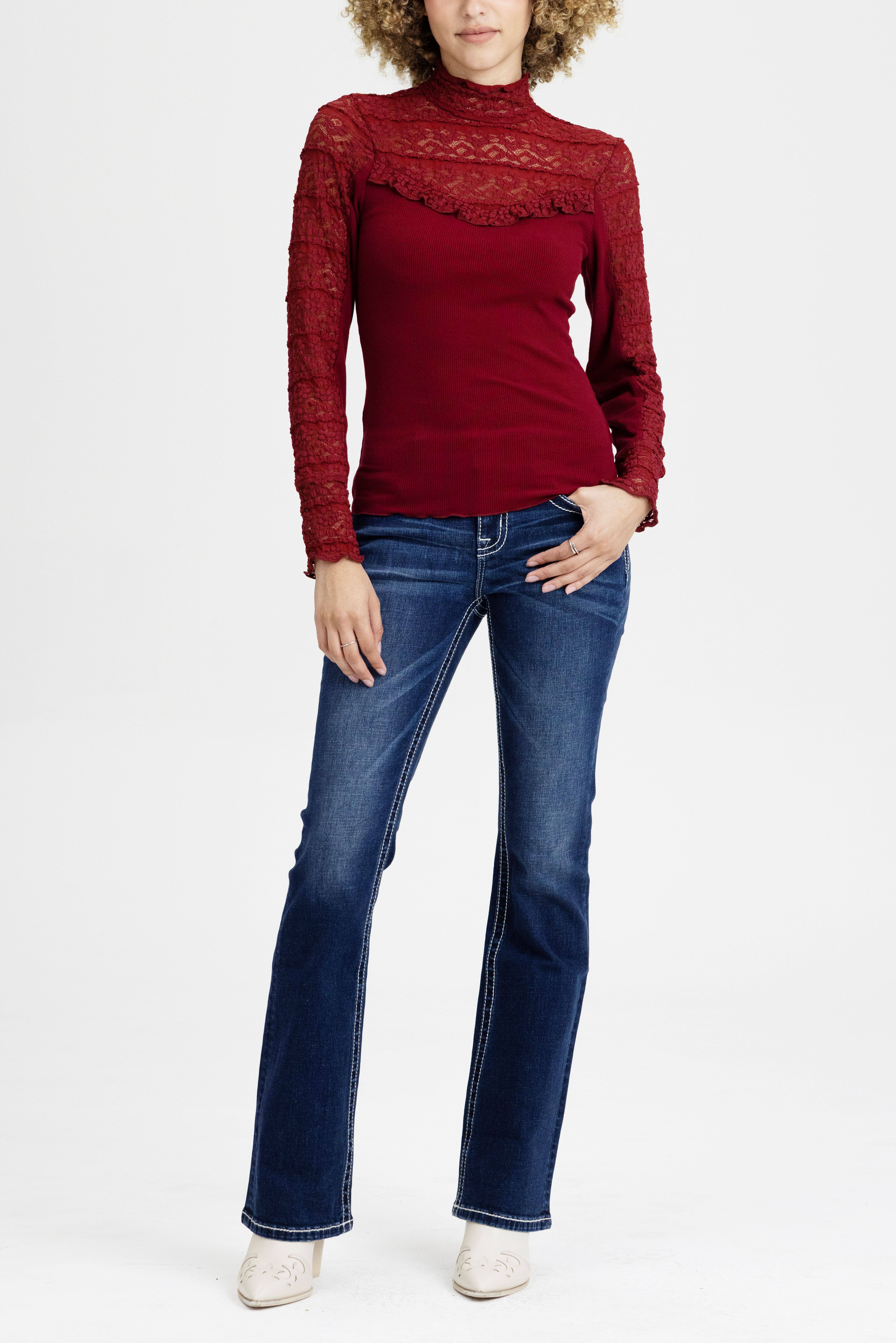 Miss Me - Wholesale Knit Top - Women's - MT5016L- LACE LONG SLEEVE TOP4