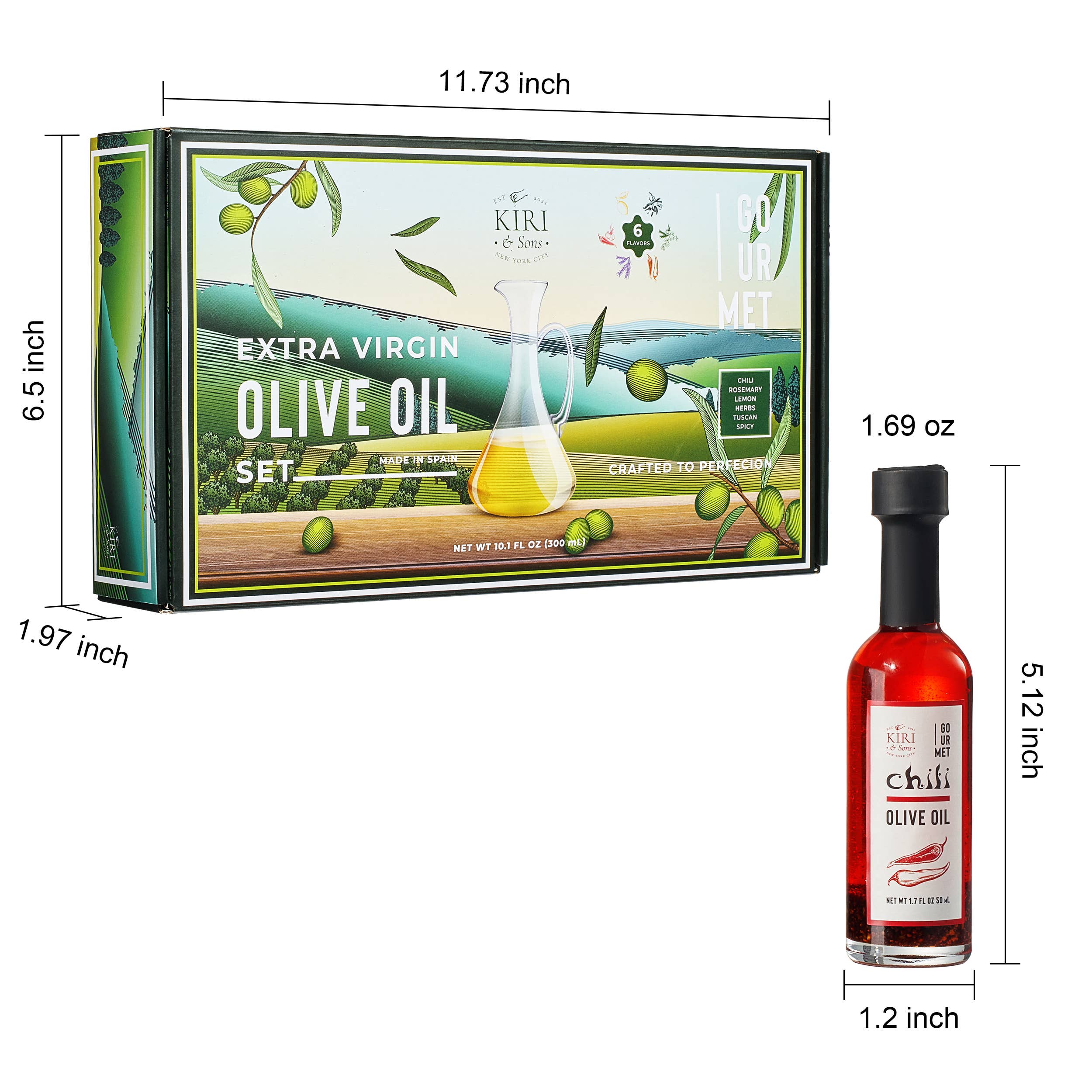 The Wine Savant /  Khen Glassware - Wholesale Olive Oil - Olive Oil Gourmet Sampler Gift Set of 6 - Extra-Virgin Blend4