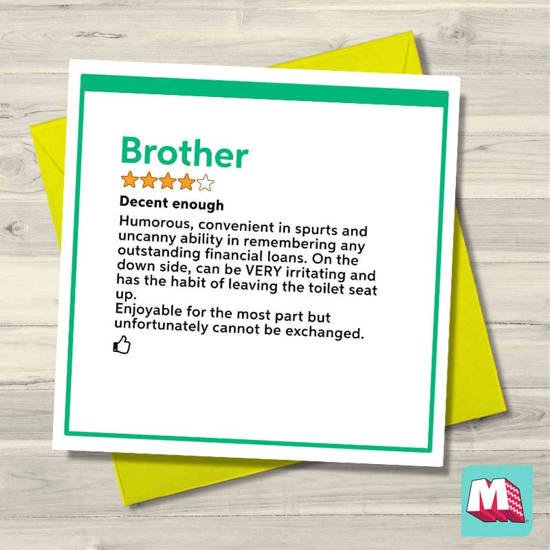 Maktus - Wholesale Everyday Greeting Card - Brother Review0
