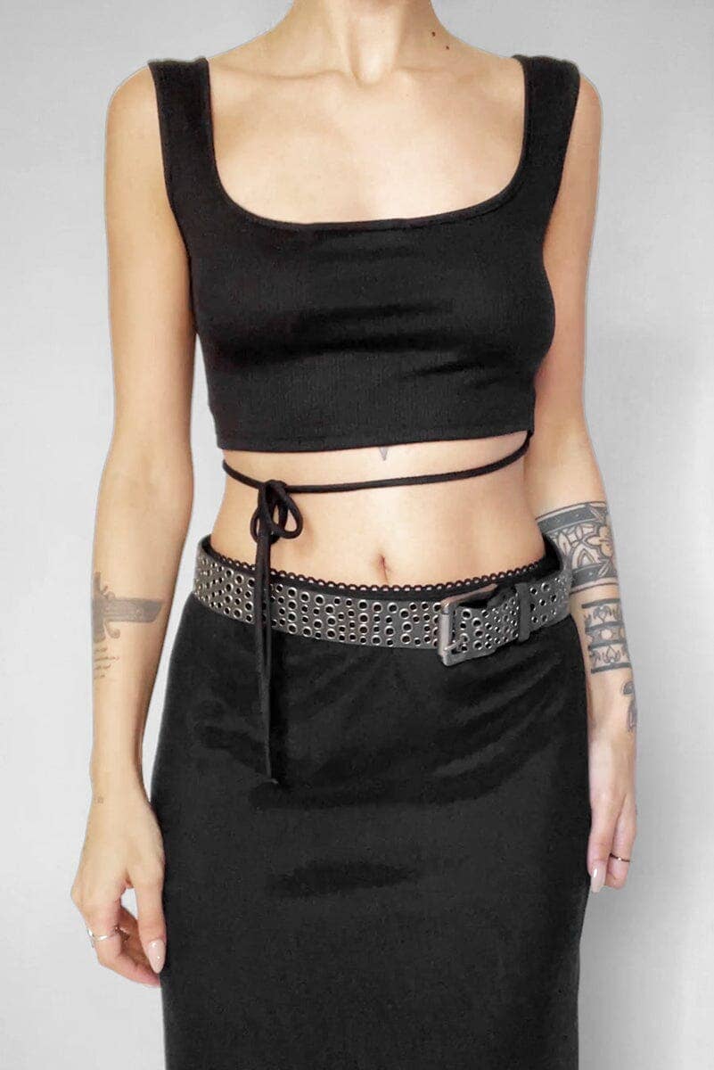 WHITE Sullen Lace Up Tank for wholesale on Faire7