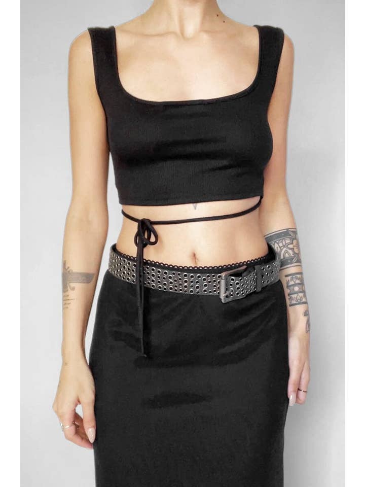 WHITE Sullen Lace Up Tank for wholesale on Faire7