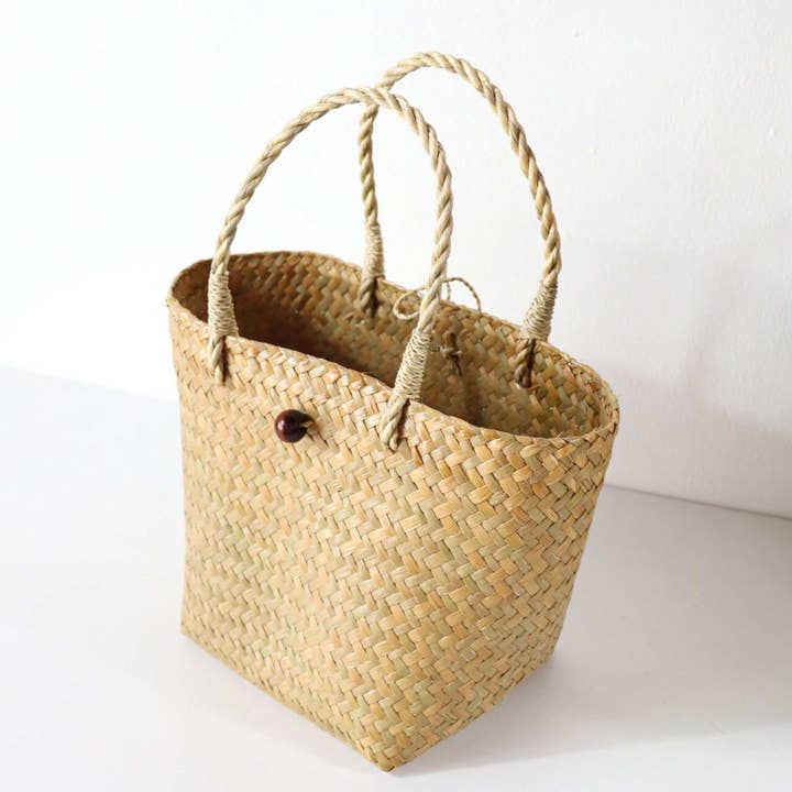 Thaihomeshop - Wholesale Strandtas - ASHA - Basketzak met rieten3