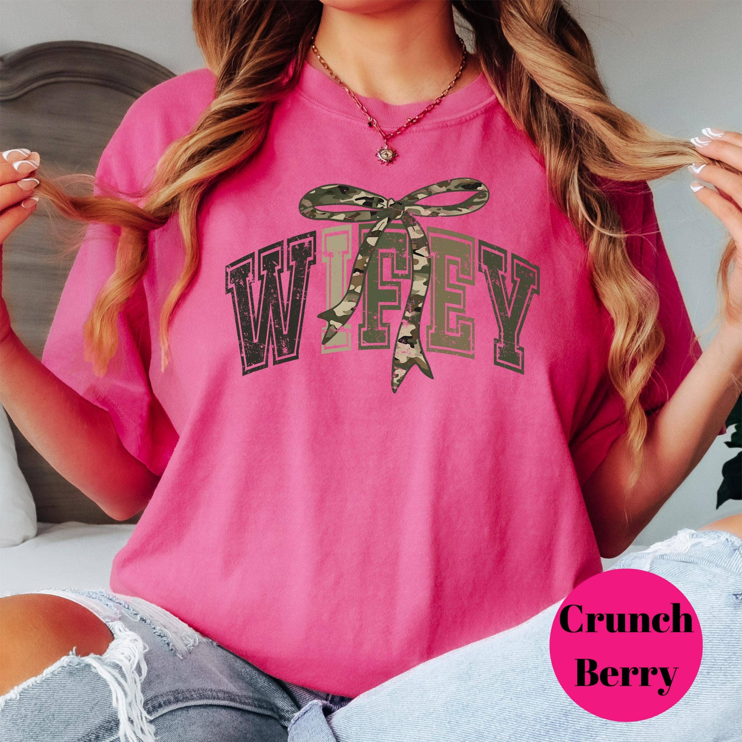 Epic Life  - Designed - Wholesale Screen Printed T-Shirt - Women's - Wifey Shirt, Comfort Colors® Camo Coquette Bow Tee, Cute Wife Shirt, Newlywed Gift, Bridal Shower Gift, Military Wife Shirt, Country Girl5