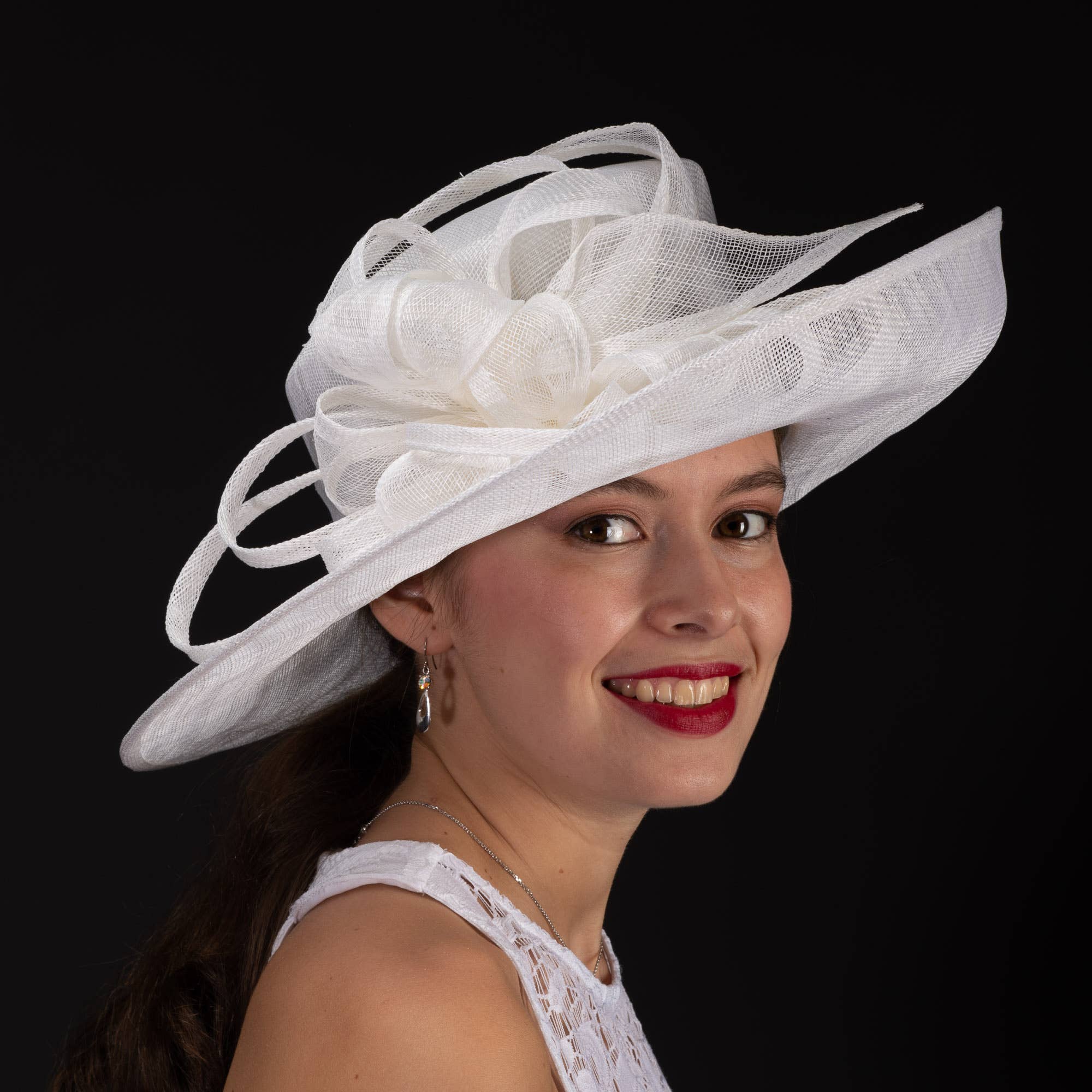 KaKyCo – wholesale Straw hat – women's – Wide Upswept Sinamay Dress Formal Hat | 1190455