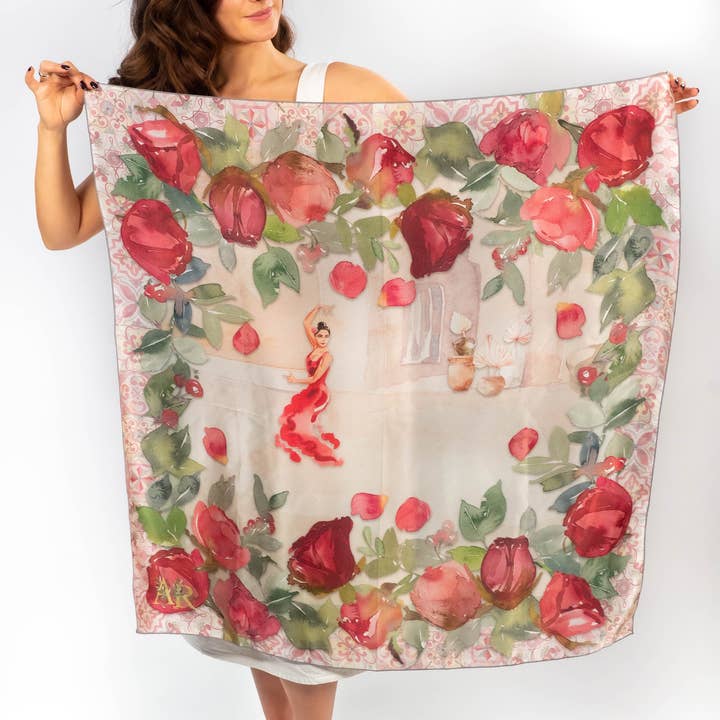 Foulard quadrato in seta Mi Andalusia per la vendita all'ingrosso da parte di Anna Rannestad Design AS