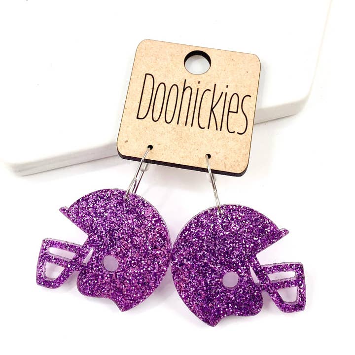 3,18 cm Glitzer Schulgeist Football Helm Anhänger - Individuelle Geist Ohrringe - 9 Farboptionen für den Großhandel von Doohickies