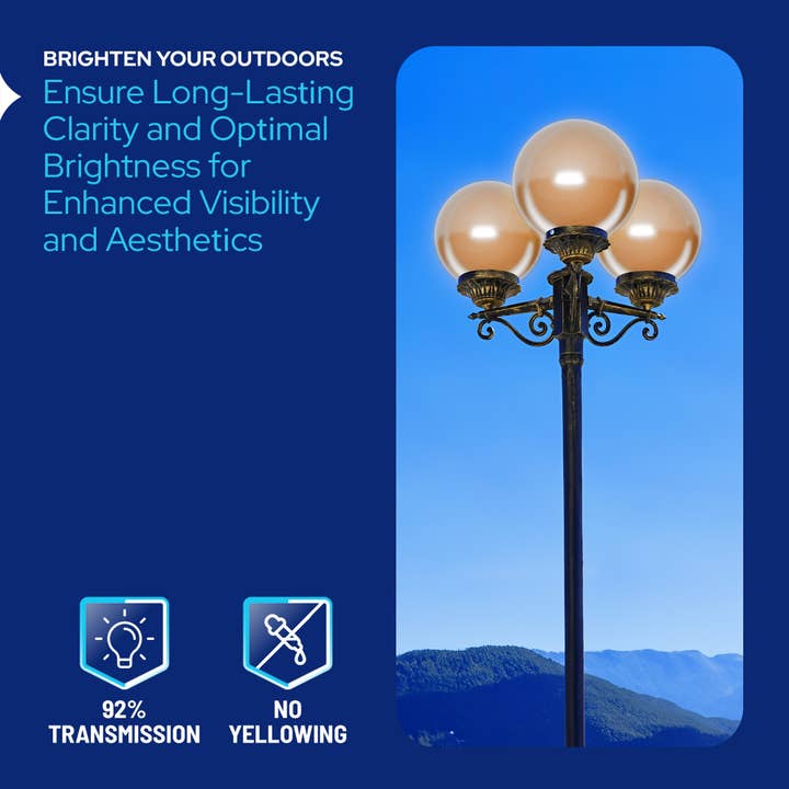 KastLite – Luz de exterior/de relva por atacado – Cobertura de Luz Exterior para Poste de Lâmpada Acrílica KastLite de 6"2