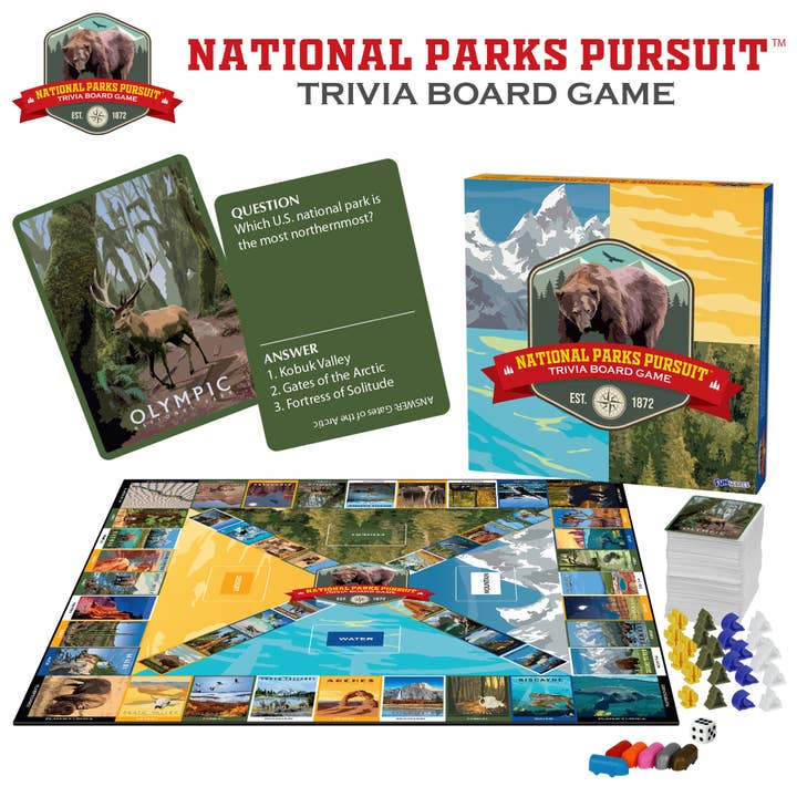Funwares - Wholesale Board Game - National Parks Pursuit Family Trivia Adults, Kids Board Game