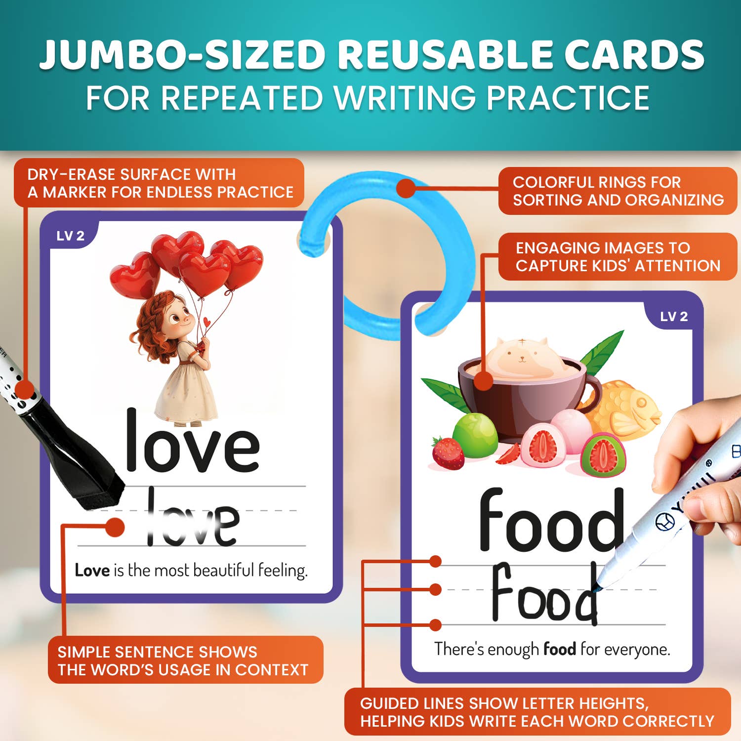 QUOKKA - Wholesale Learning Cards - Kids & Baby - Flash Cards Writing for Kids | 5 Levels3