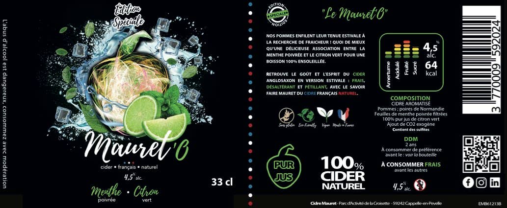 CIDER MAURET - Wholesale Cocktail Mix/Syrup - Le Mauret'o: The mojito version of summer cider cocktail!1