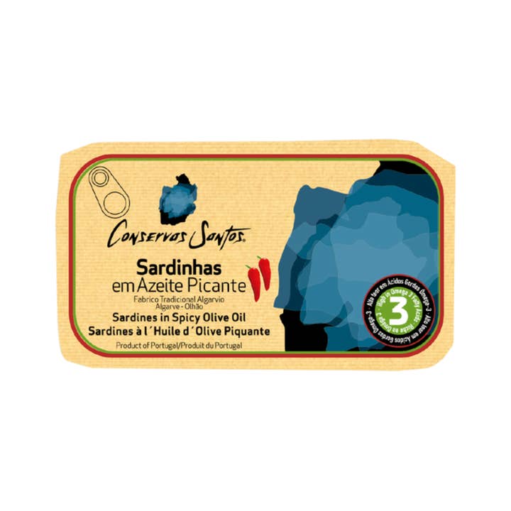 Conservas Santos Portuguese Sardines in Spicy Olive Oil for wholesale by Portugalia Imports