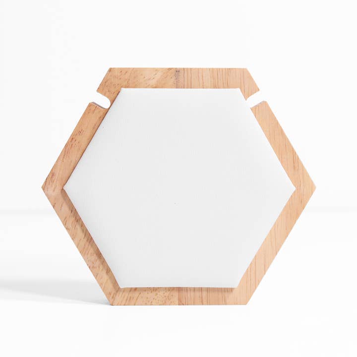 WJW - Wholesale Jewelry Stand & Display - Natural Wood & Leather 1 Unit Hexagon Necklace Display
