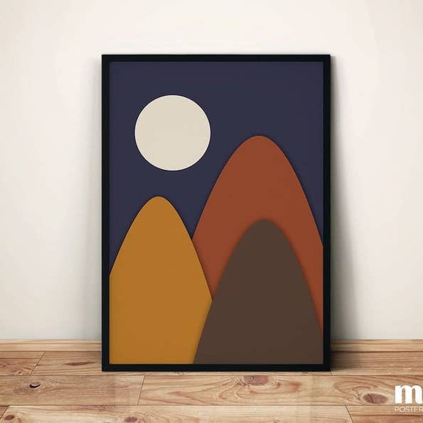 Follow the Moon - Unique Minimal Illustration Wall Art for wholesale by Sera/Lina