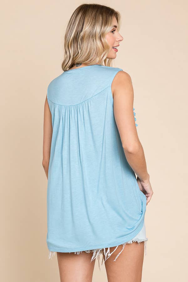 Culture Code - Wholesale Tunic - Women's - CAK1600 - LACE EMBROIDERY NECK TRIN FLARE TANK TOP13