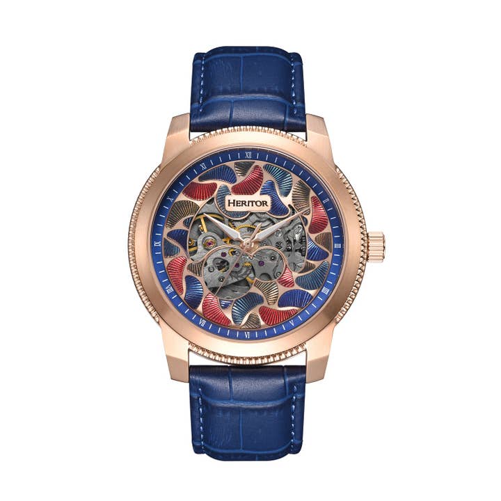 Heritor Automatic Emmanuel Semi-Skeleton Leather-Band Watch for wholesale by Heritor Automatic
